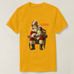 Kerstman Zittend met een Shih Tzu Dog Xmas URM T-shirt
