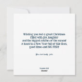 Kerstman zittend op een vis. feestdagenkaart (Achterkant)