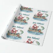 Kerstman zittend vissen Kerstmis Cadeaupapier (Uitgerold)