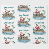 Kerstman zittend vissen Kerstmis Cadeaupapier (Vlak)