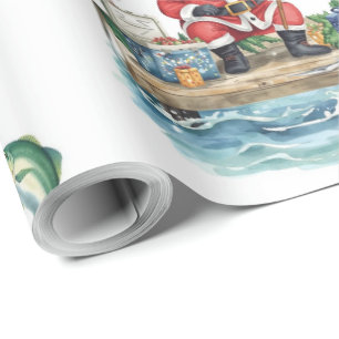 Kerstman zittend vissen Kerstmis Cadeaupapier