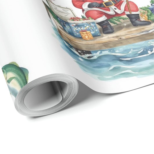 Kerstman zittend vissen Kerstmis Cadeaupapier (Rol Hoek)