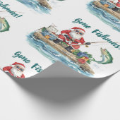 Kerstman zittend vissen Kerstmis Cadeaupapier (Hoek)