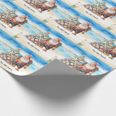 Kerstman Zomer Kerstmis in juli Cadeaupapier (Hoek)