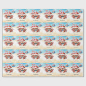 Kerstman Zomer Kerstmis in juli Cadeaupapier (Vlak)