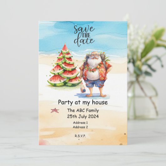 Kerstman Zomer Kerstmis in juli Kaart (Staand voorkant)
