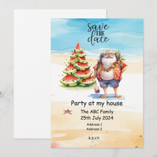 Kerstman Zomer Kerstmis in juli Kaart (Voorkant / Achterkant)