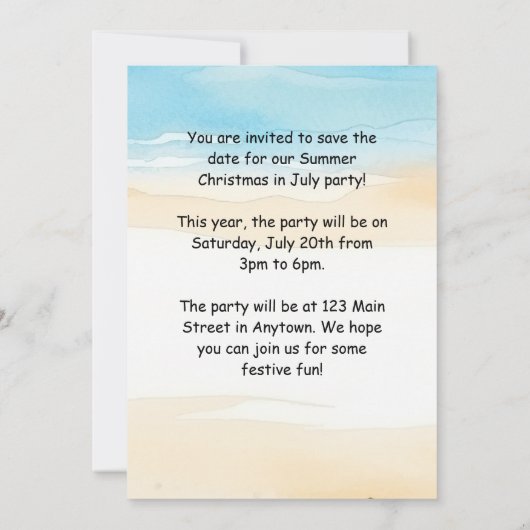 Kerstman Zomer Kerstmis in juli Kaart (Achterkant)