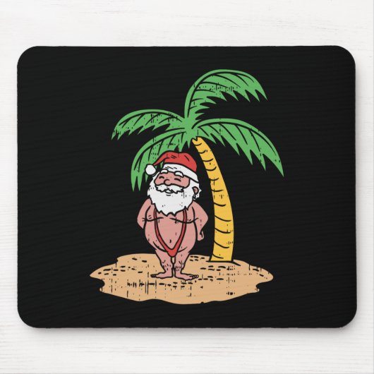 Kerstman zomer zwempak grappige kerst in juli stra muismat (Voorkant)