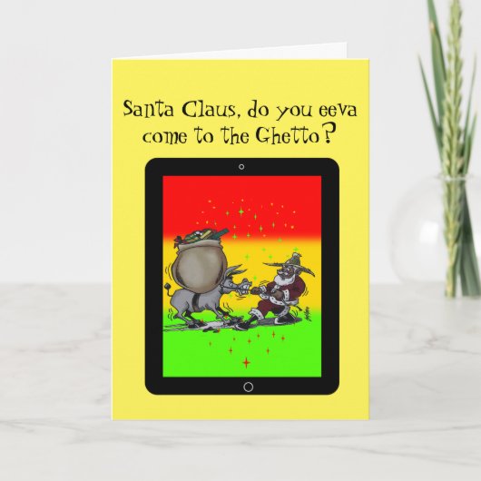 Kerstman zonder rendieren feestdagen kaart (Voorkant)