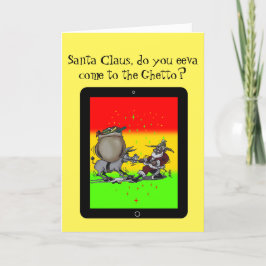 Kerstman zonder rendieren feestdagen kaart