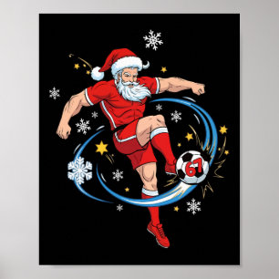 Kerstman Zonnebril Kostuum Zes Zeven Kerst Voetbal Poster
