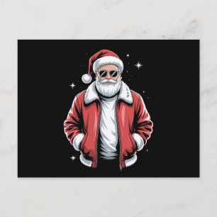 Kerstman zonnebril leren jas Bomber Feestdagenkaart