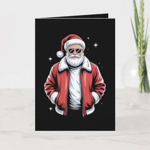 Kerstman zonnebril leren jas Bomber Kaart