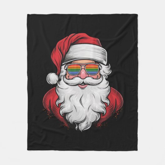 Kerstman Zonnebril Pride Kerstmis Pyjama X-mas Gay Fleece Deken (Voorkant)