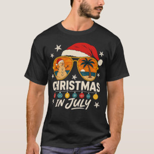 Kerstman Zonnebril Strand Christmas in July  T-shirt