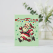 Kerstman Zoomie Kerstmis Briefkaart (Staand voorkant)
