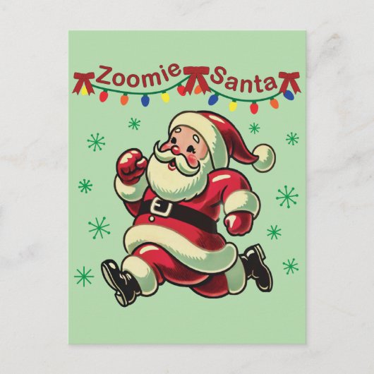 Kerstman Zoomie Kerstmis Briefkaart (Voorkant)