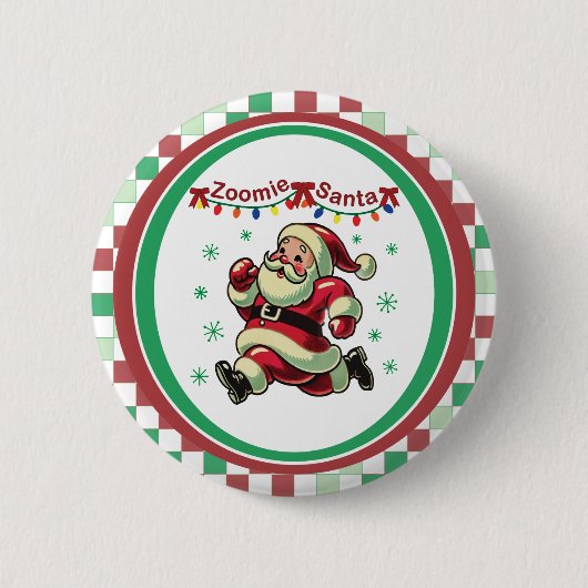 Kerstman Zoomie Kerstmis Ronde Button 5,7 Cm (Voorkant)