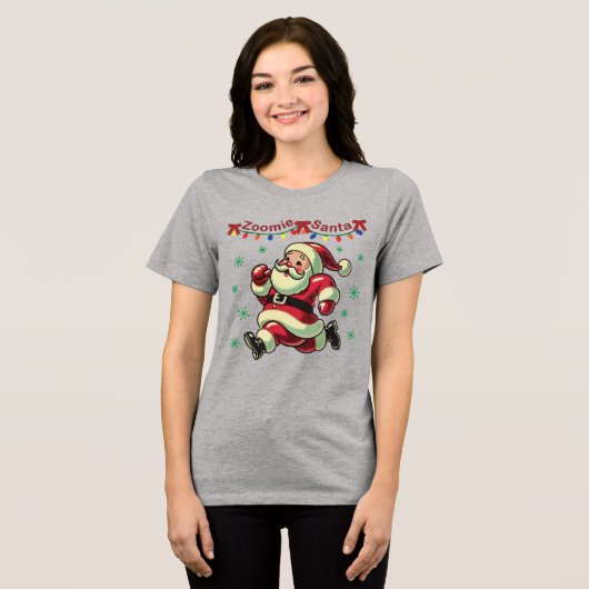 Kerstman Zoomie Kerstmis Tri-Blend Shirt (Voorkant volledig)