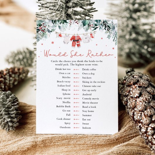 Kerstman zou ze liever Baby shower spel Kaart