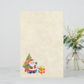 Kerstman zwaaien met een zak cadeautjes briefpapier (Staand voorkant)