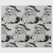 Kerstman Zwart & Grijs Kerst Cadeaupapier (Vlak)