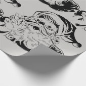 Kerstman Zwart & Grijs Kerst Cadeaupapier (Hoek)