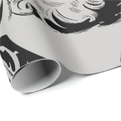 Kerstman Zwart & Grijs Kerst Cadeaupapier (Rol Hoek)