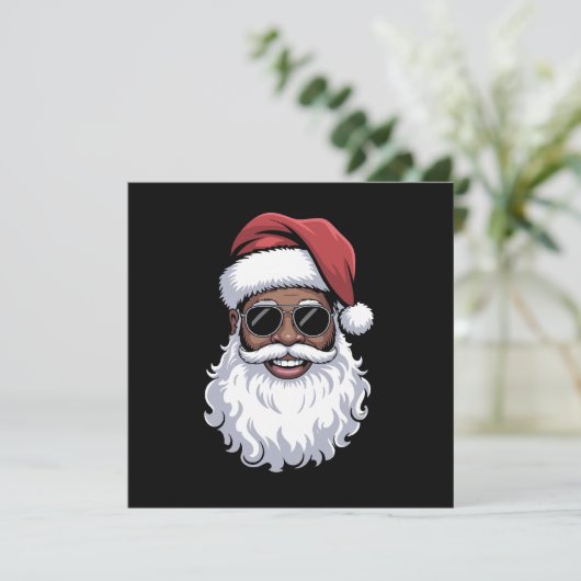 Kerstman Zwart Kerst Kerstman Afro Afro-Amerikaans Feestdagenkaart (Staand voorkant)