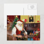 Kerstman zwart / tan Dachshund (#16) Feestdagenkaart (Voorkant / Achterkant)