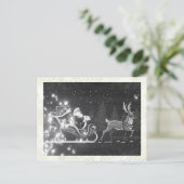 Kerstman  zwart-wit Kerstman Feestdagenkaart (Staand voorkant)