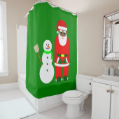 kerstman zwarte afrikaanse santa claus snowman sch douchegordijn (In situ)