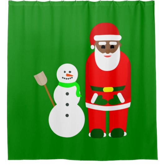 kerstman zwarte afrikaanse santa claus snowman sch douchegordijn (Voorkant)