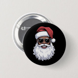 Kerstman Zwarte Kerstman Kerstman Afro Afro-Amerik Ronde Button 5,7 Cm