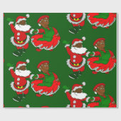 Kerstman Zwarte Kerstman Vrouw Cadeaupapier (Vlak)