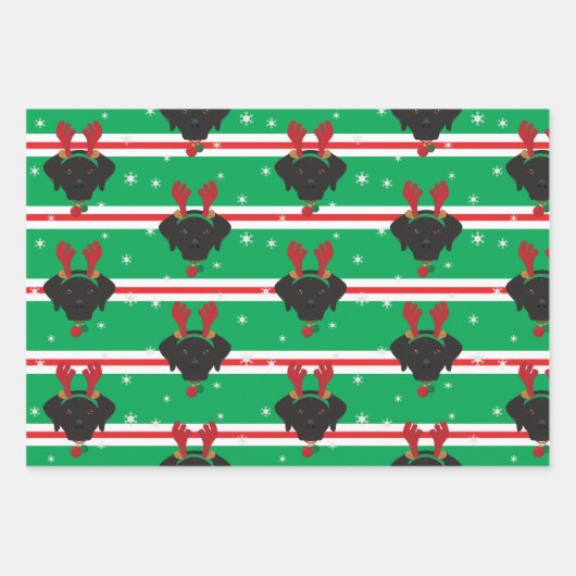 Kerstman Zwarte Labrador Retriever Hond Inpakpapier Vel (Voorkant 3)
