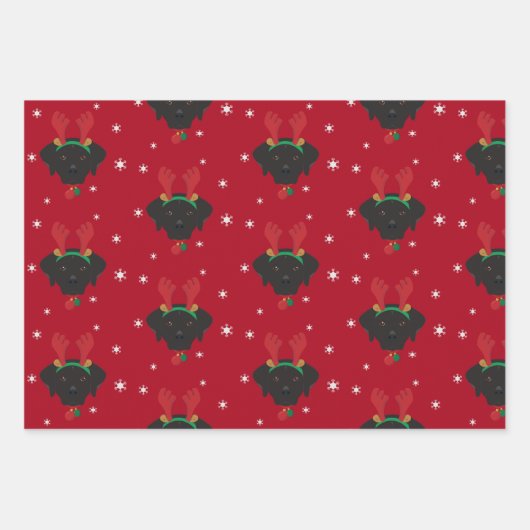 Kerstman Zwarte Labrador Retriever Hond Inpakpapier Vel (Voorkant 2)