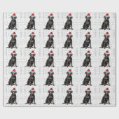 Kerstman Zwarte Labrador Vakantiehond Cadeaupapier (Vlak)