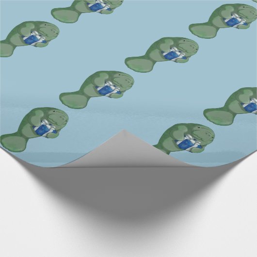 kerstmanatee cadeaupapier (Hoek)