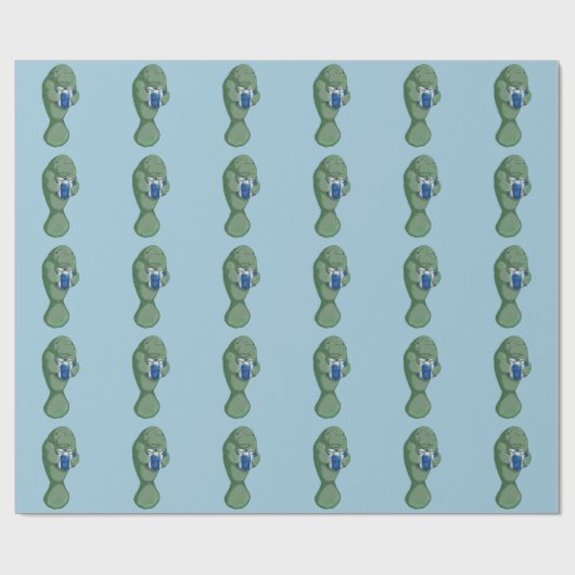 kerstmanatee cadeaupapier (Vlak)