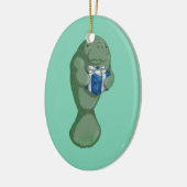kerstmanatee keramisch ornament (Links)