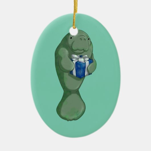 kerstmanatee keramisch ornament (Voorkant)