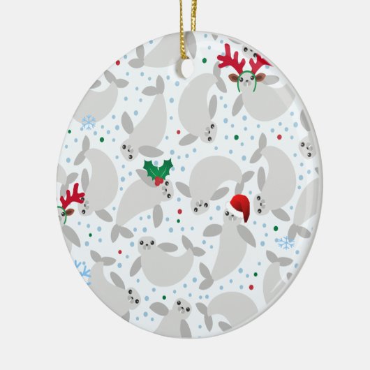 kerstmanatee keramisch ornament (Links)