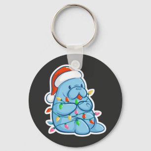 Kerstmanatee Kerstmis Zeekoe Kerstman Kersthoed Sleutelhanger
