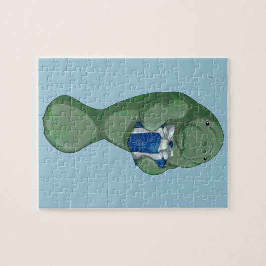 kerstmanatee legpuzzel (Horizontaal)