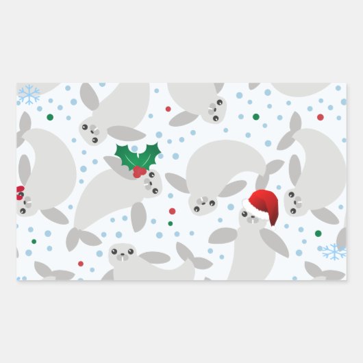 kerstmanatee rechthoekige sticker (Voorkant)