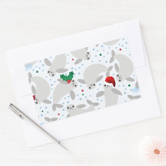 kerstmanatee rechthoekige sticker (Envelop)