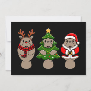 Kerstmanatee Trio Kerstman Rendier Boom Kerstmis Kaart