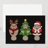 Kerstmanatee Trio Kerstman Rendier Boom Kerstmis Kaart (Voorkant / Achterkant)